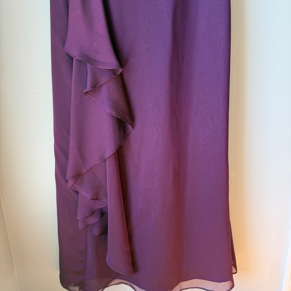 Jade Couture Dress Mother of the Bride Groom Ruched One Shoulder Purple Size 6 - Picture 8 of 16